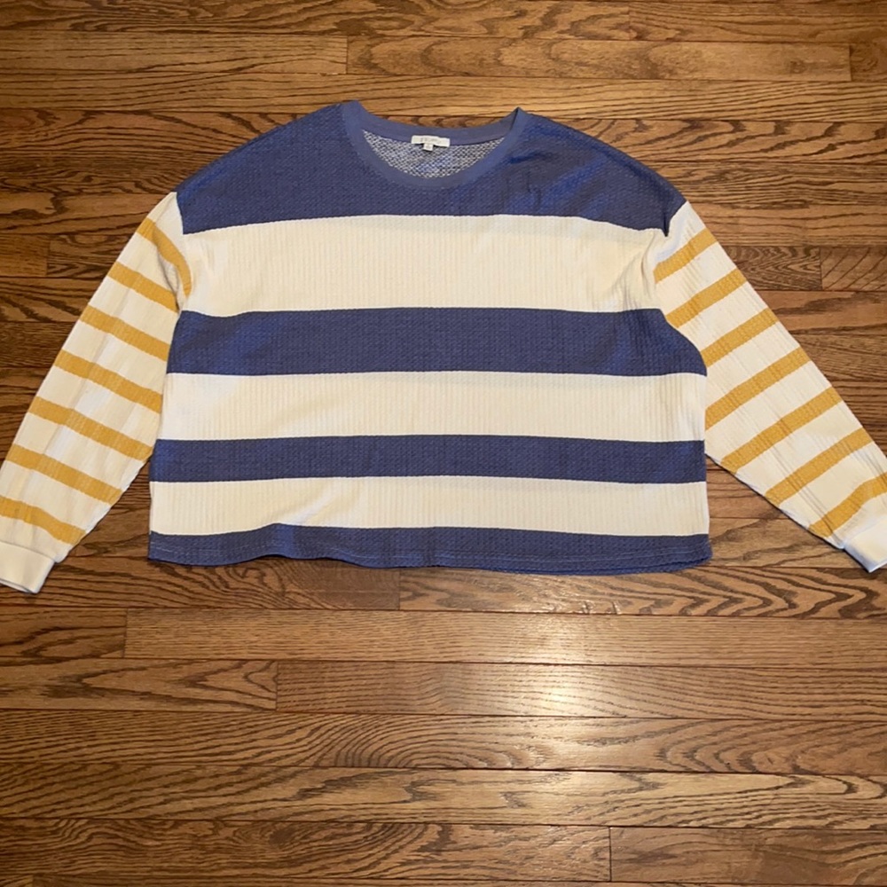 Blue and yellow striped long sleeve